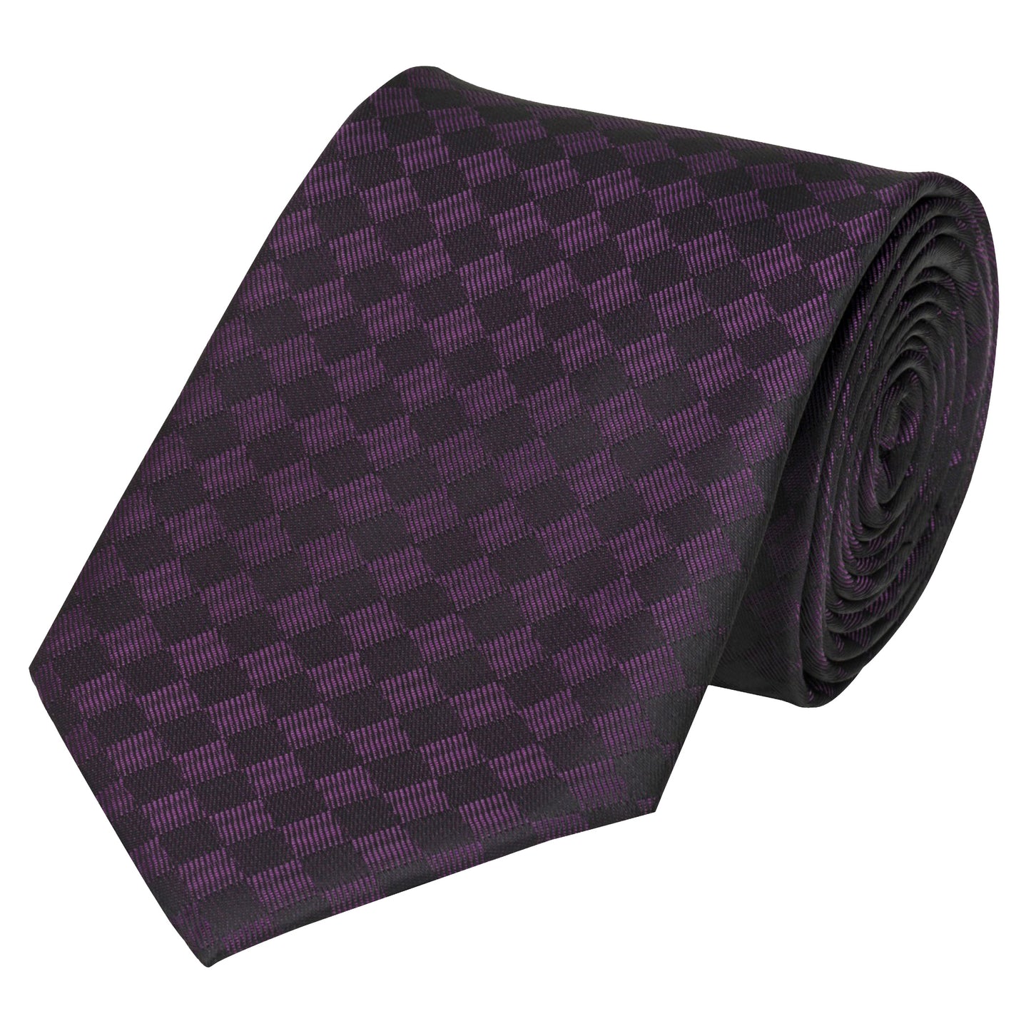 Schlips Krawatte Krawatten Binder 8cm lila anthrazit kariert Fabio Farini