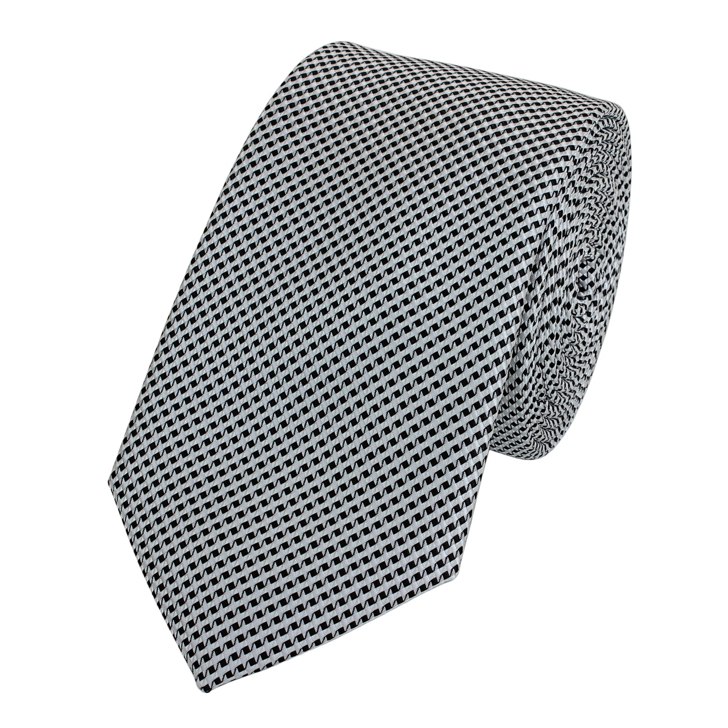 Schlips Krawatte Krawatten Binder Schmal 6cm Schwarz/Weiß gestreift Fabio Farini