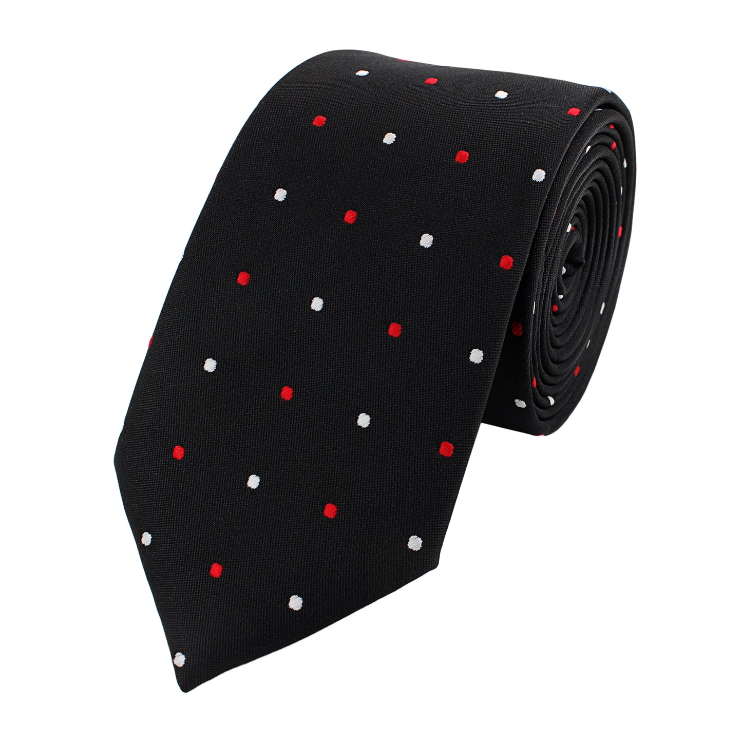 Schlips Krawatte Krawatten Binder Schmal 6cm Schwarz weiß gepunktet Fabio Farini