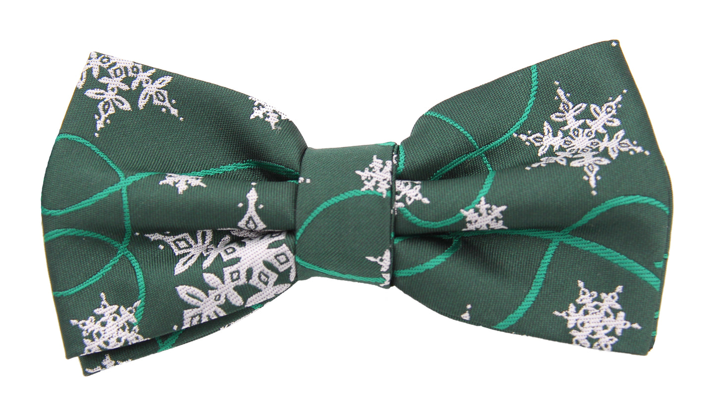 Weihnachtsfliege Grün mit Schneeflocken von Fabio Farini Streifen Querbinder