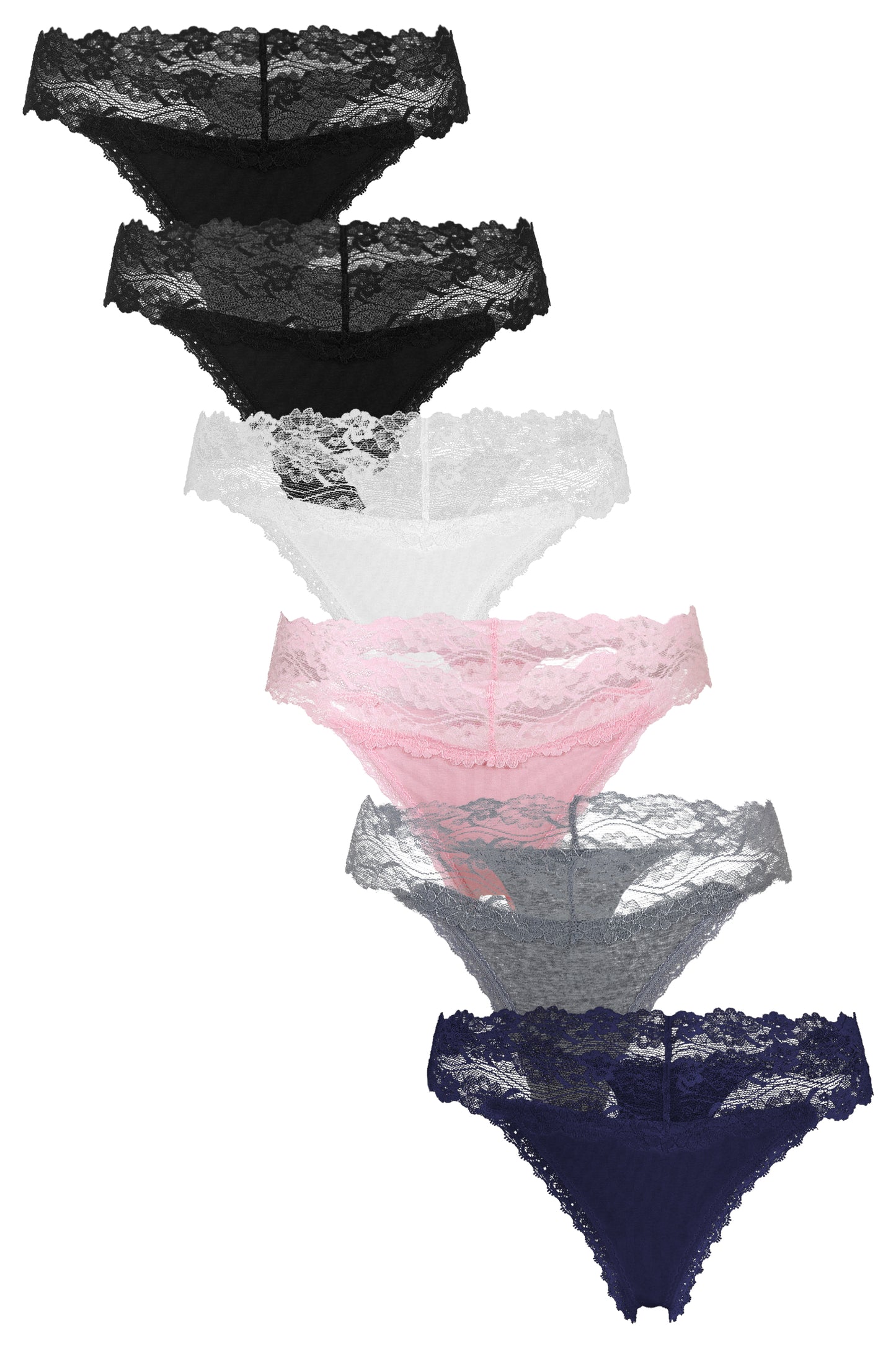 Fabio Farini 6er Pack Damen Hipster Slips mit Spitze aus 95% Baumwolle