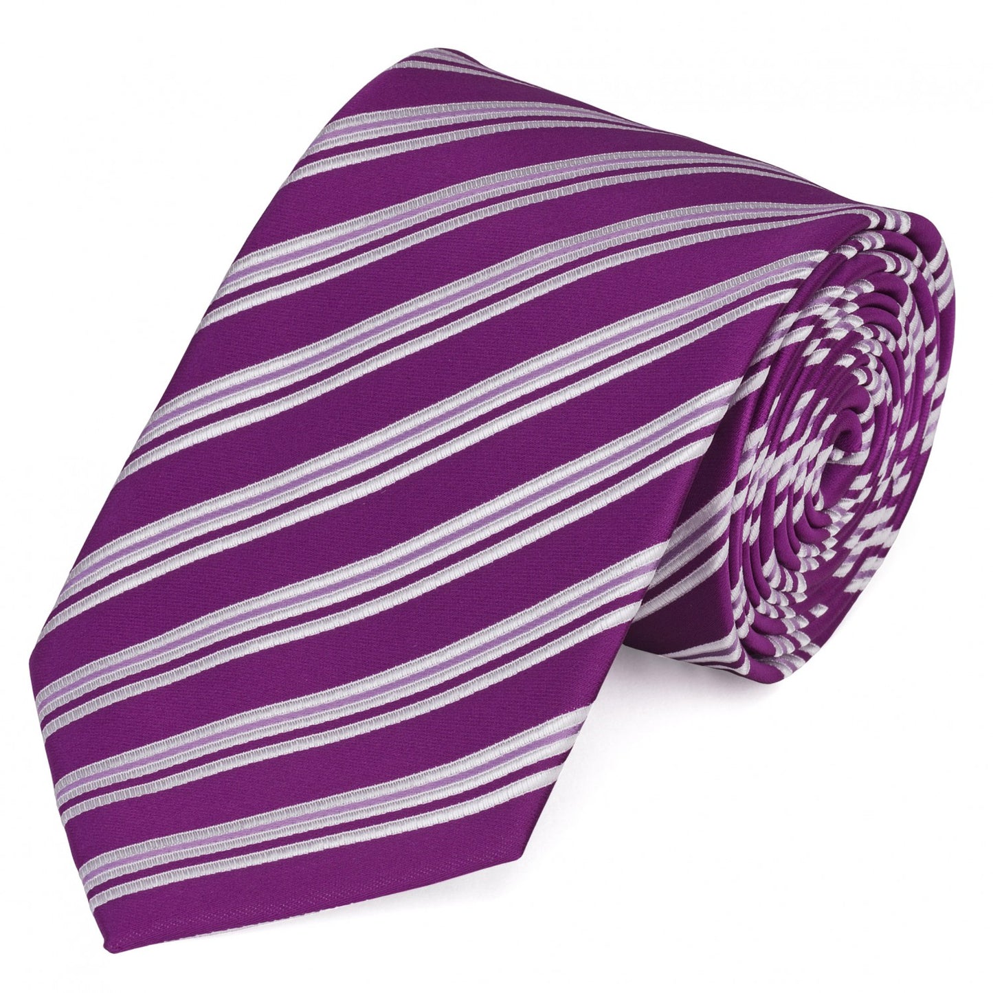 Schlips Krawatte Krawatten Binder 8cm magenta rosa weiß gestreift Fabio Farini