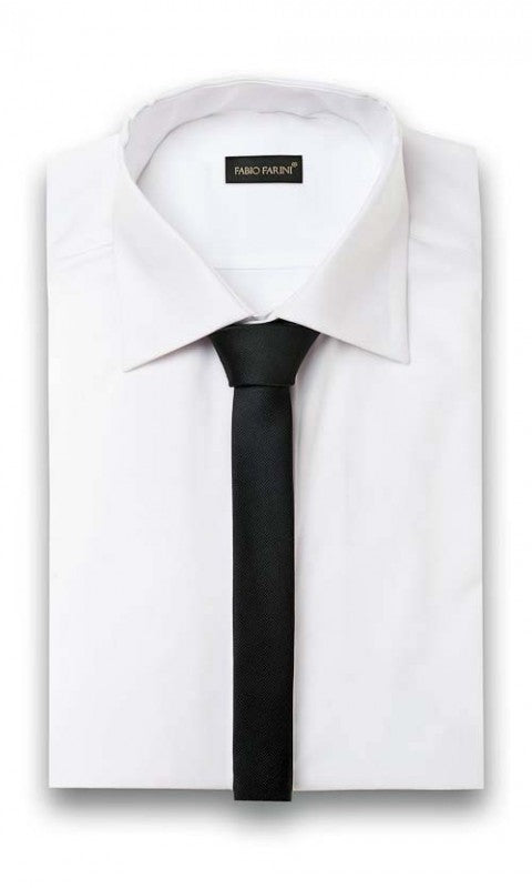 Schlips Krawatte Krawatten Binder 3cm schwarz uni Fabio Farini
