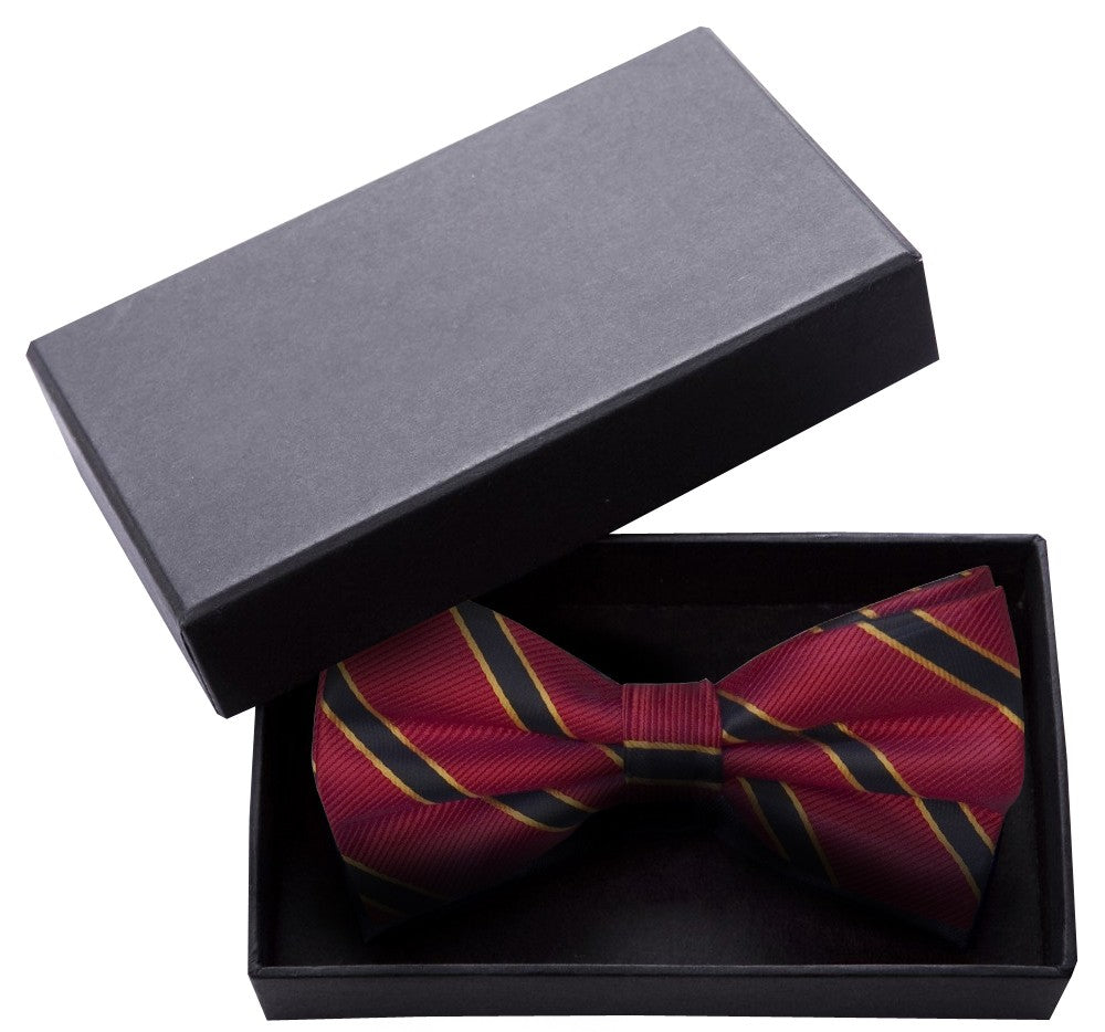 Fliege schwarz rot gold gestreift Schleife Fabio Farini casual Glanz Querbinder
