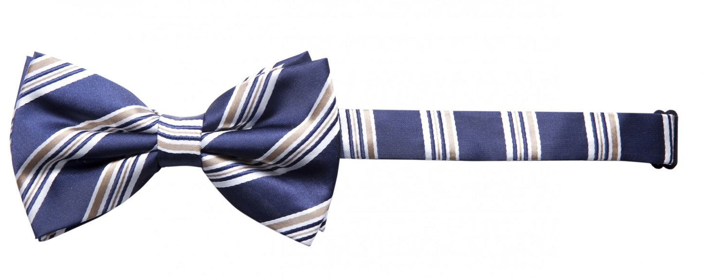 Fliege navyblau weiß gold gestreift edle Glanz Schleife Fabio Farini Querbinder