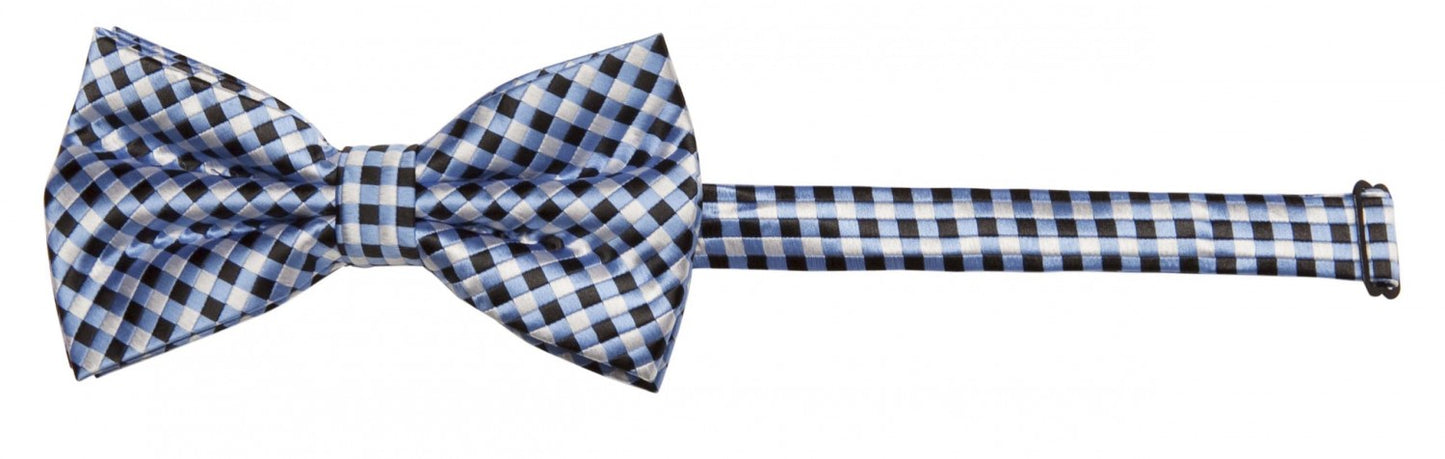Fliege blau silbergrau schwarz kariert Glanz Schleife Fabio Farini Querbinder