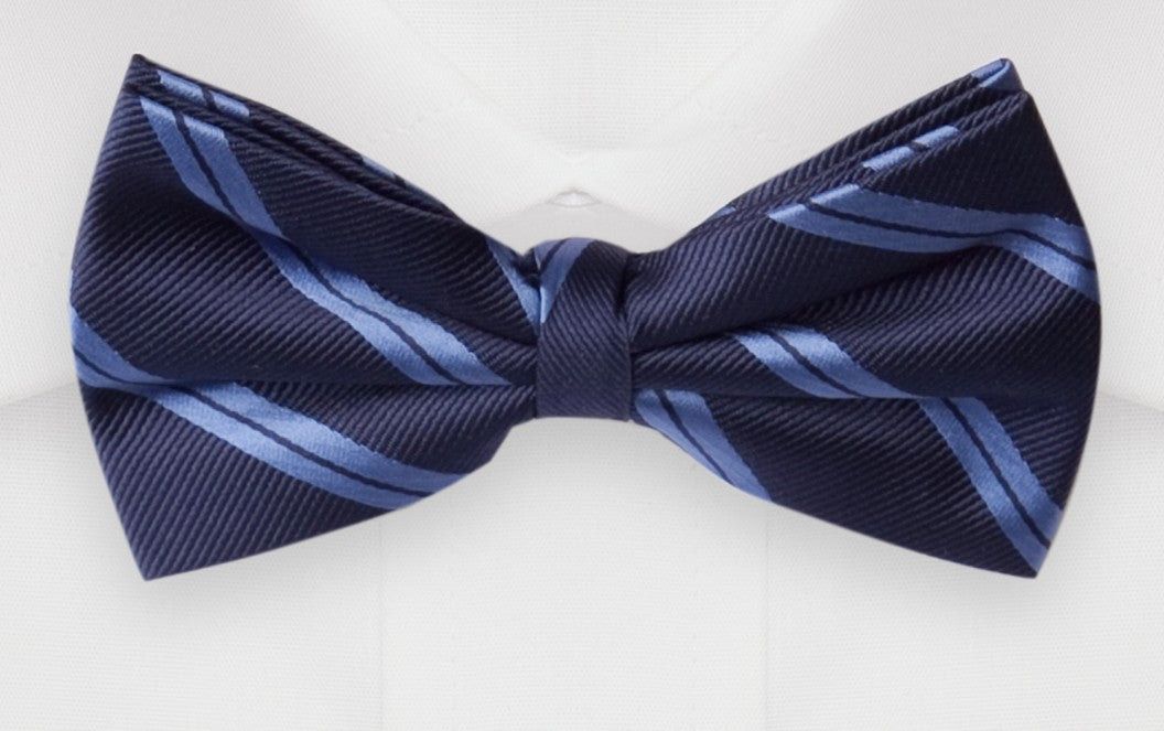 Fliege navy hellblau gestreifte edle Glanz Schleife Fabio Farini Querbinder