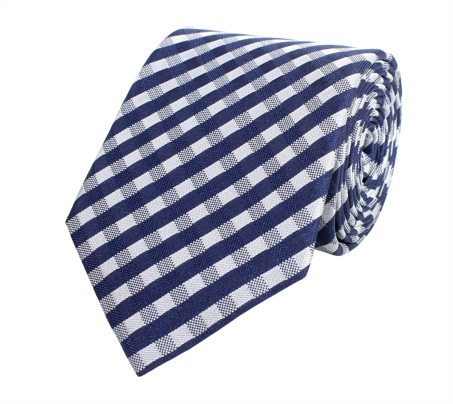 Schlips Krawatte Krawatten Binder 8cm blau weiß kariert Fabio Farini