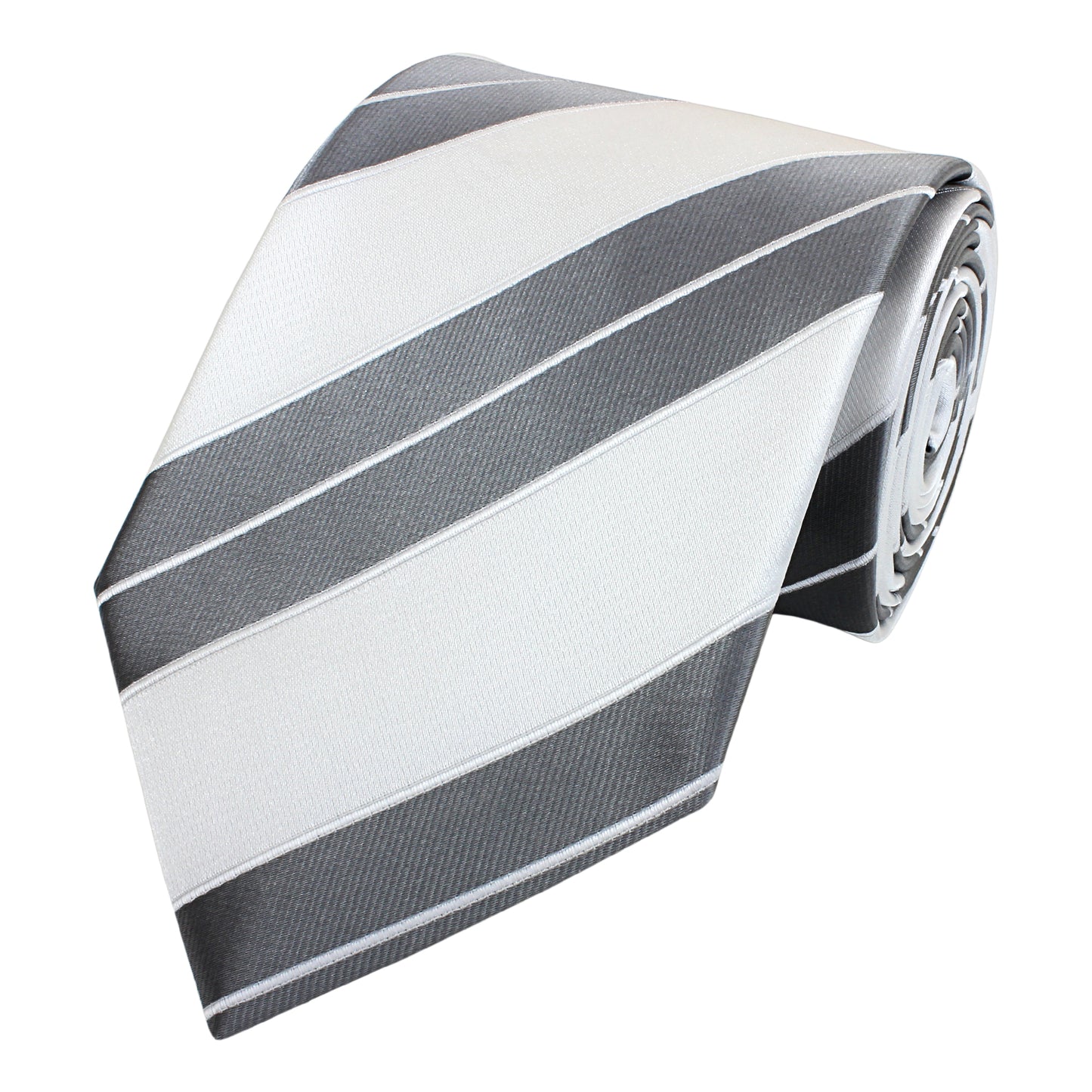 Schlips Krawatte Krawatten Binder 8cm silber grau weiß gestreift Fabio Farini