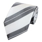 Schlips Krawatte Krawatten Binder 8cm silber grau weiß gestreift Fabio Farini
