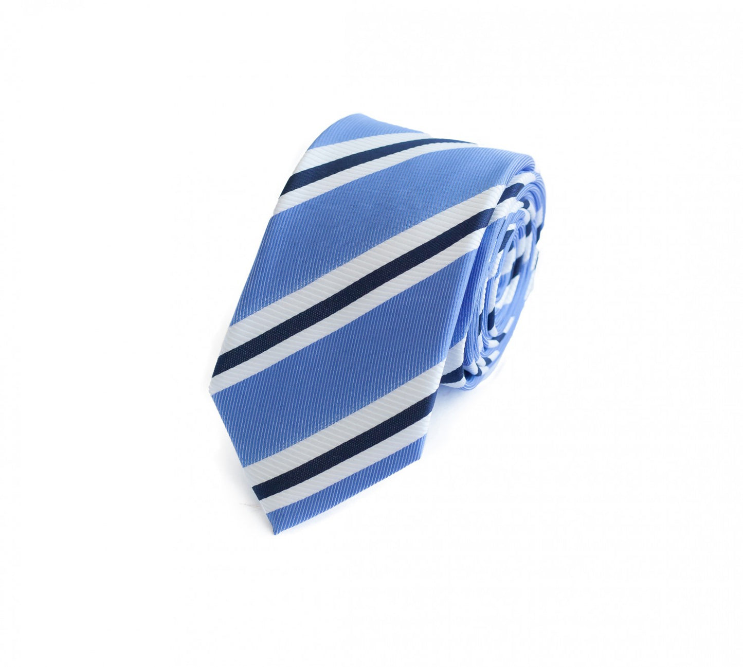Schlips Krawatte Krawatten Binder 6cm weiß blau gestreift Fabio Farini