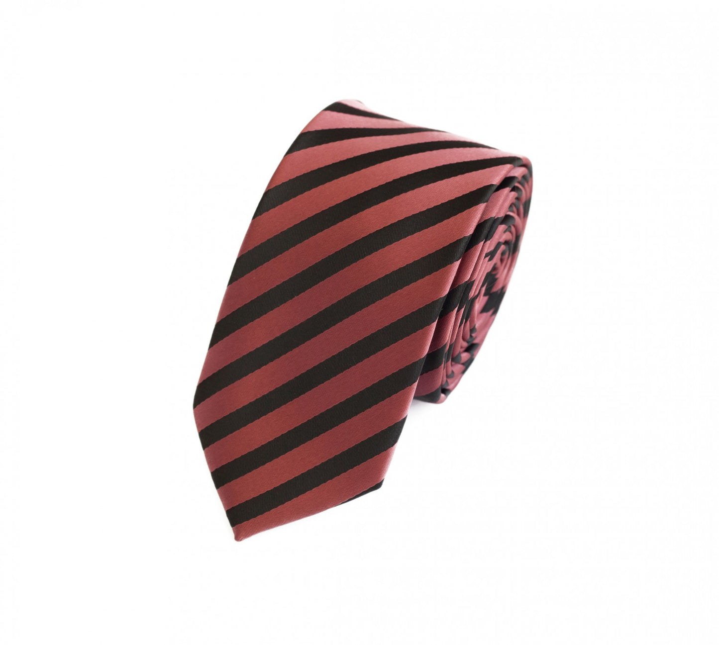 Schlips Krawatte Krawatten Binder 6cm rot kupfer schwarz gestreift Fabio Farini