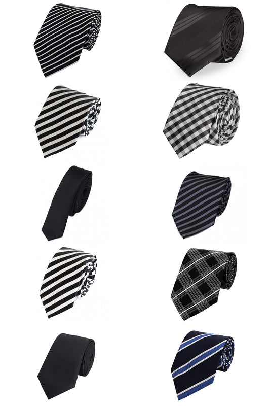 Fabio Farini Herren Krawatten Set 10er Farbmix 07 6cm/8cm