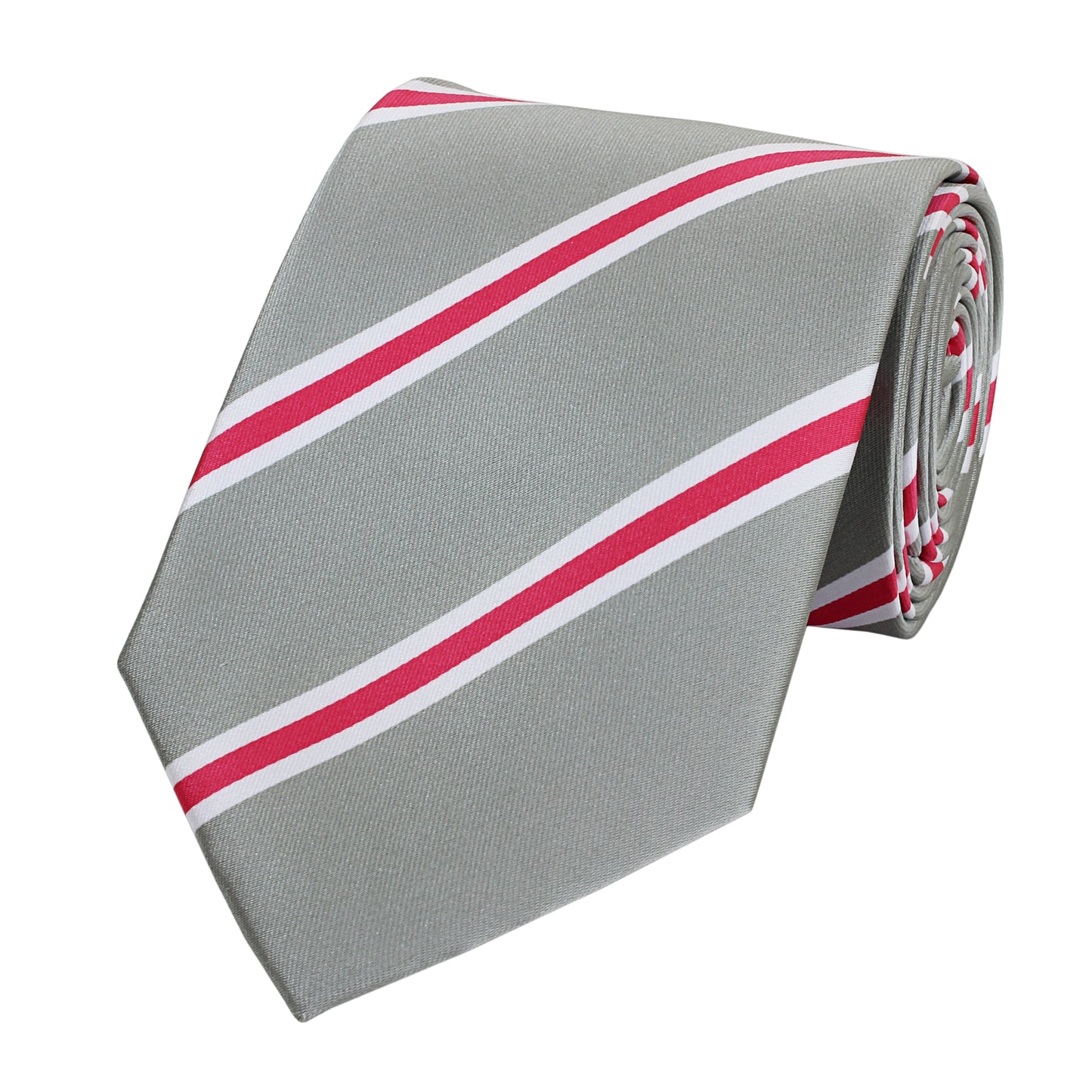 Schlips Krawatte Krawatten Binder 8cm hellgrau rosa weiß gestreift Fabio Farini
