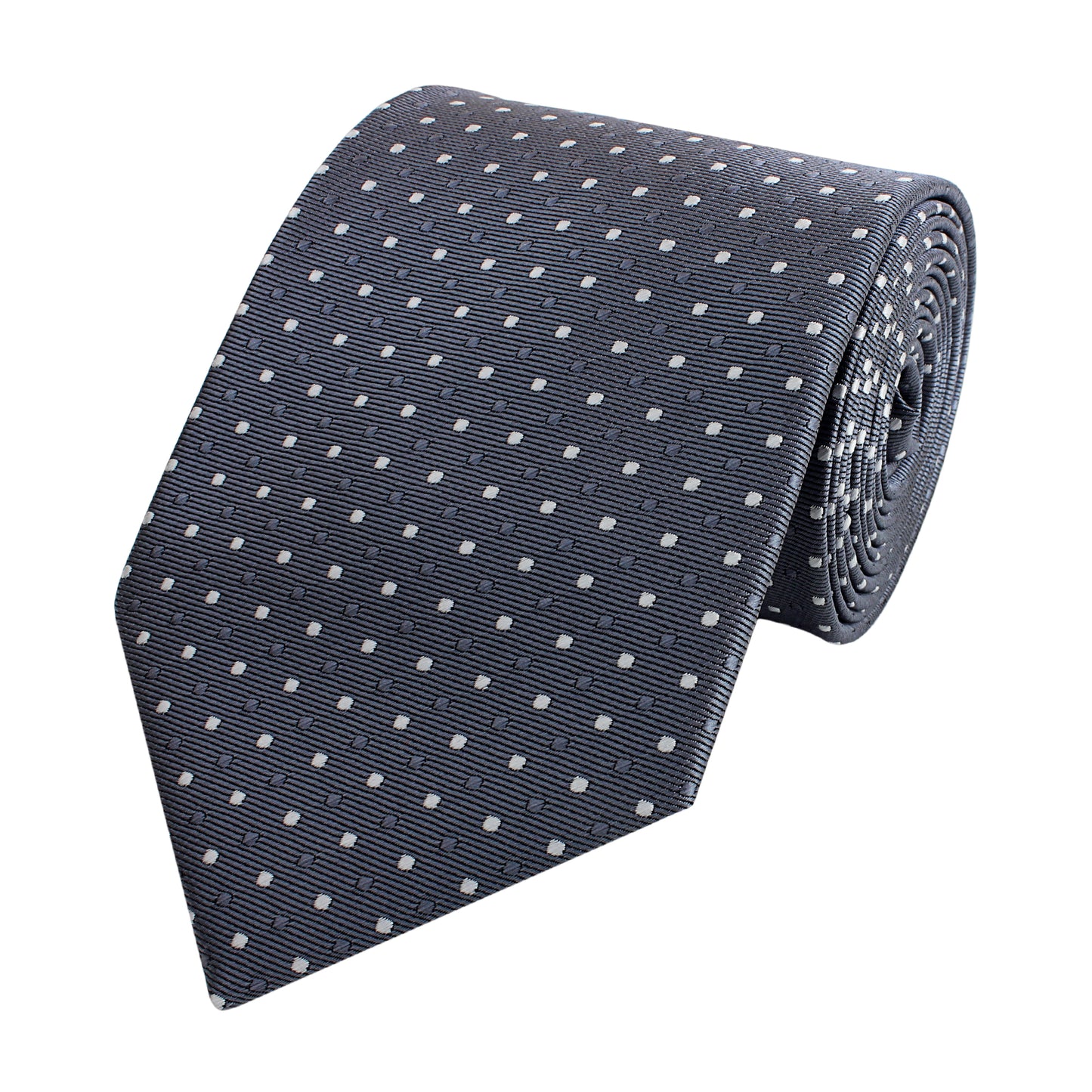 Schlips Krawatte Krawatten Binder 8cm anthrazit grau weiß gepunktet Fabio Farini