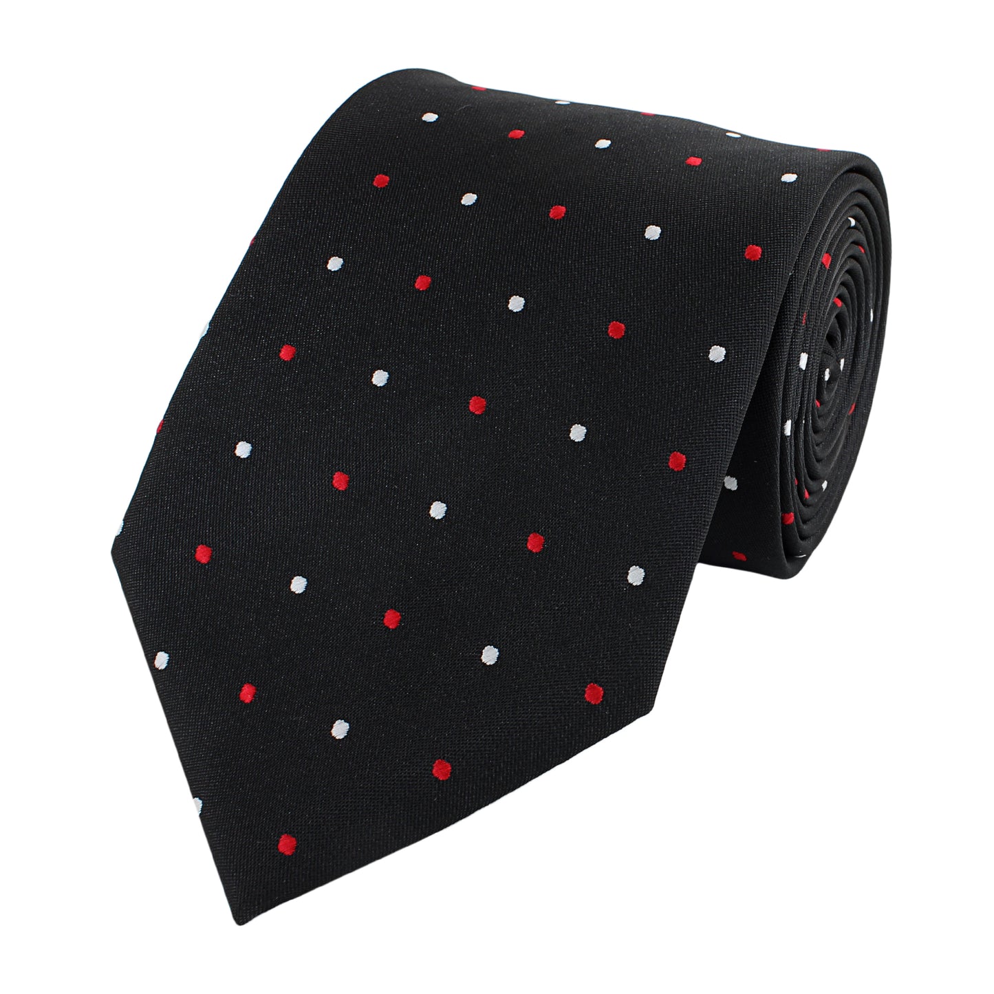 Schlips Krawatte Krawatten Binder 8cm Schwarz/Rot gepunktet Fabio Farini