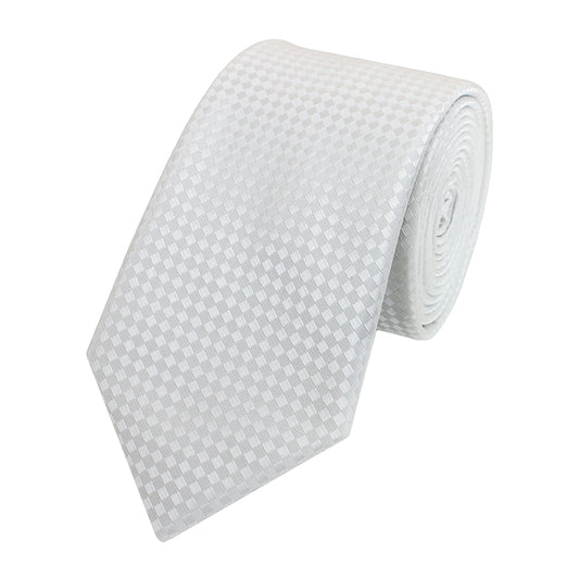 Schlips Krawatte Krawatten Binder Schmal 6cm Weiß kariert uni Fabio Farini