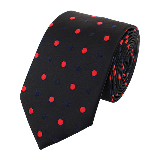 Schlips Krawatte Krawatten Binder Schmal 6cm Blau Rot gepunktet Fabio Farini