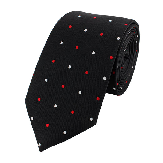 Schlips Krawatte Krawatten Binder Schmal 6cm Schwarz weiß gepunktet Fabio Farini