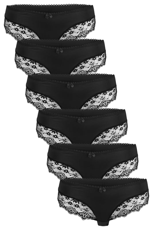 Fabio Farini 6er Pack Damen Hipster Slips mit Spitze & Blüte