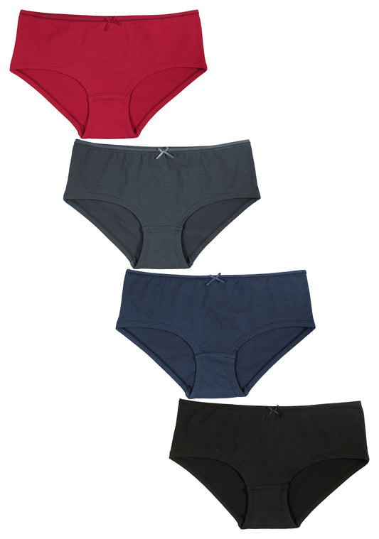 Fabio Farini 4er Pack Damen Hipster Slips mit Schleife aus 95% Baumwolle