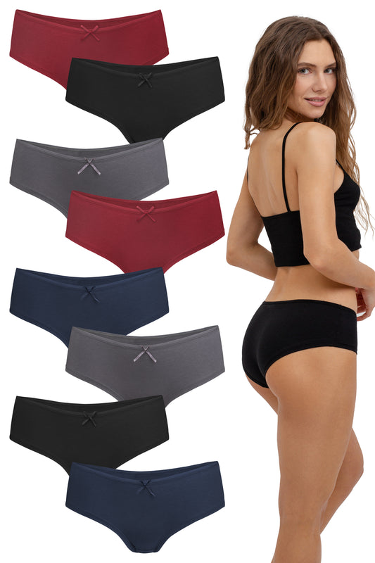 Fabio Farini 8er Pack Damen Hipster Slips mit Schleife aus 95% Baumwolle