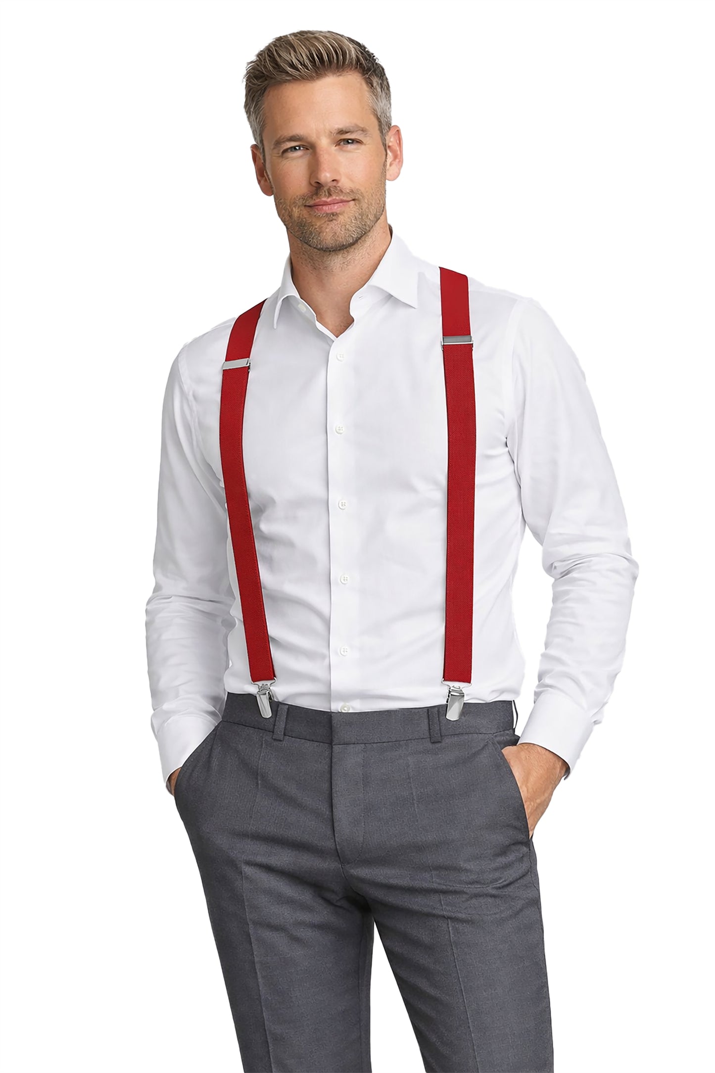 Fabio Farini verschiedene Farben schmaler Hosenträger X-Form für Herren verstellbare Länge