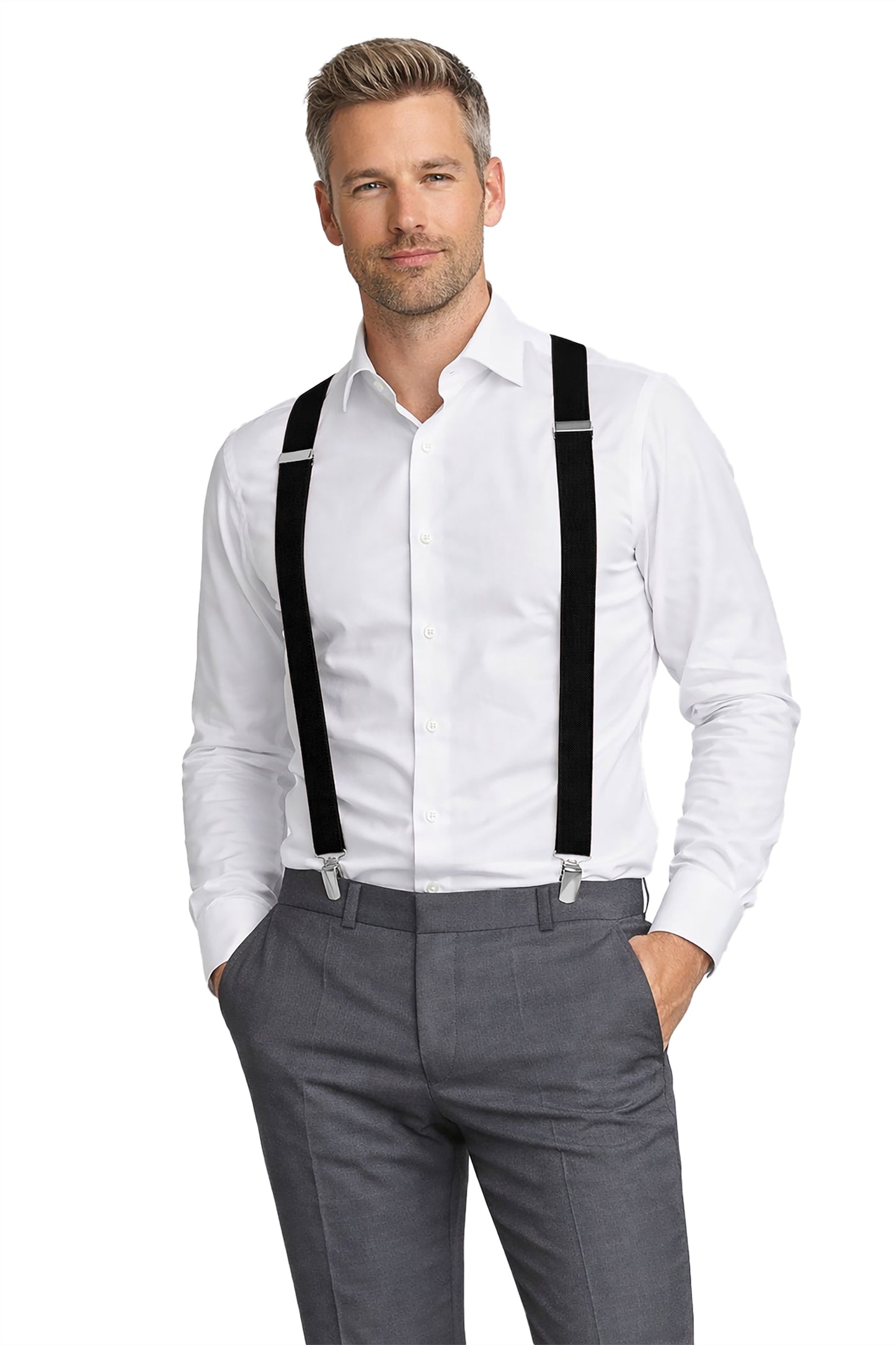 Fabio Farini verschiedene Farben schmaler Hosenträger X-Form für Herren verstellbare Länge