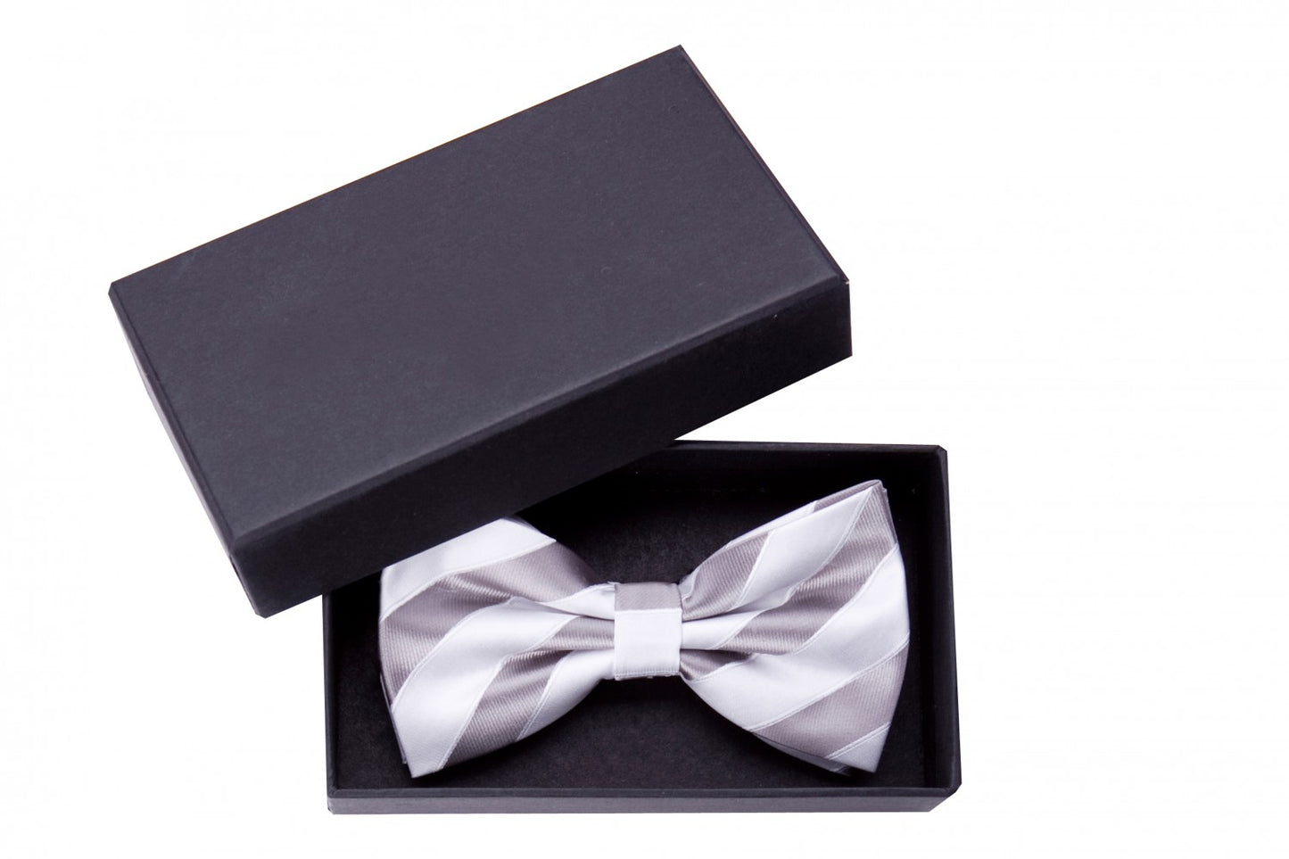 Fliege silbergrau weiß gestreift Glanz Hochzeit Schleife Fabio Farini Querbinder