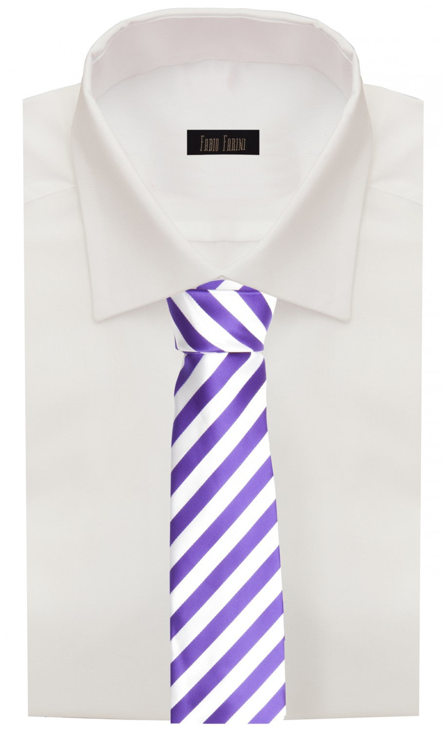 Schlips Krawatte Krawatten Binder 8cm lila/violett weiß gestreift - Fabio Farini