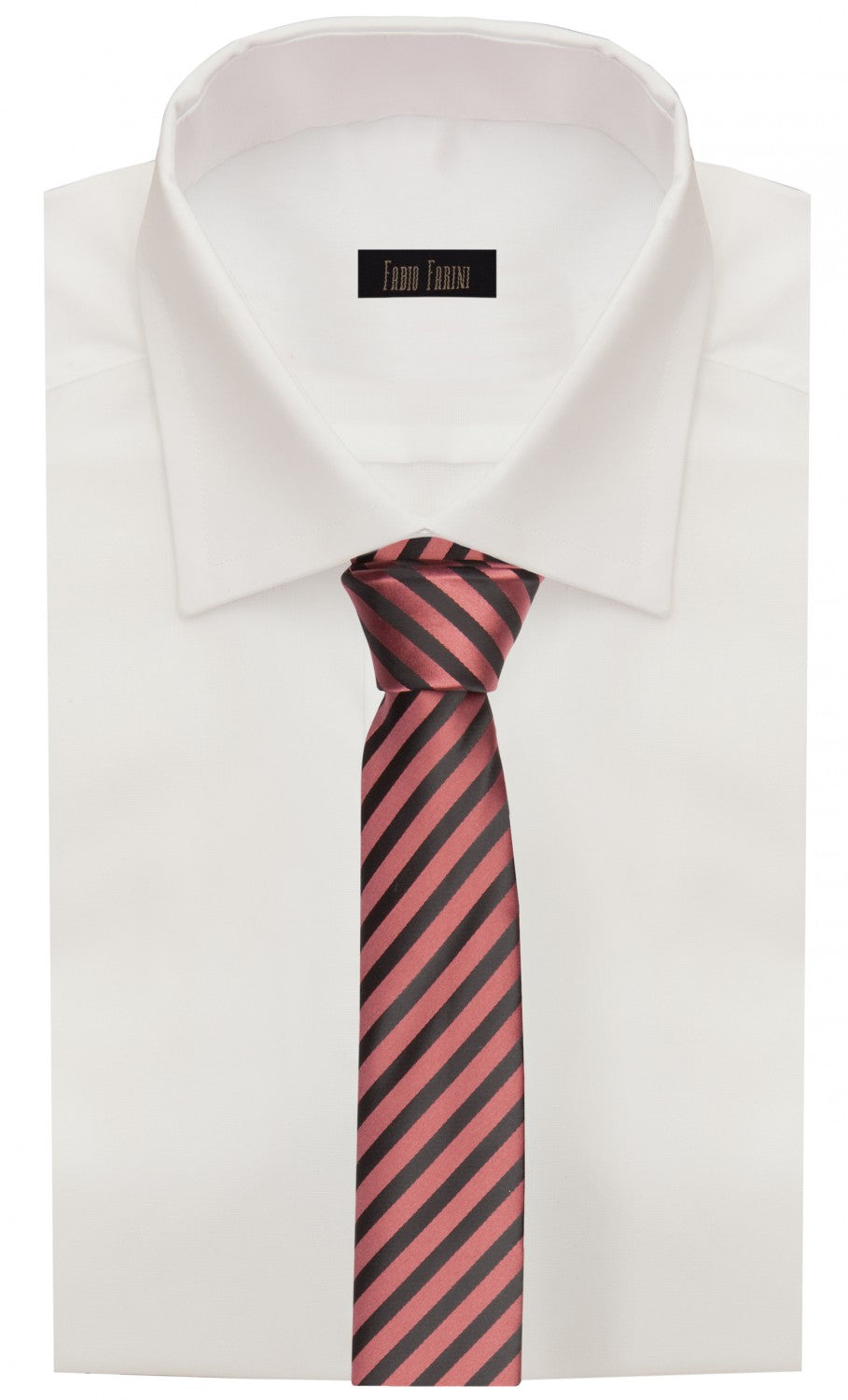 Schlips Krawatte Krawatten Binder 6cm rot kupfer schwarz gestreift Fabio Farini
