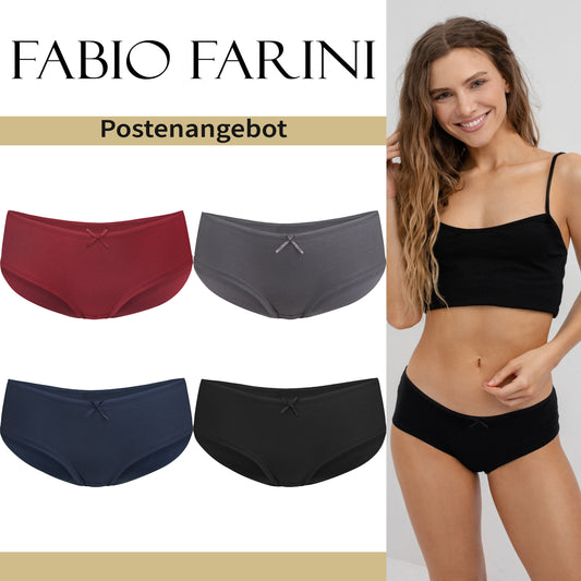 Fabio Farini 4er Pack Damen Hipster Slips mit Schleife aus 95% Baumwolle