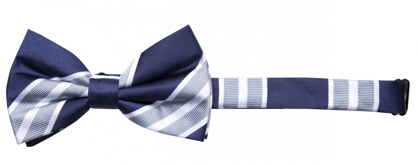 Fliege blau weiß silbergrau gestreift Schleife Fabio Farini casual Querbinder