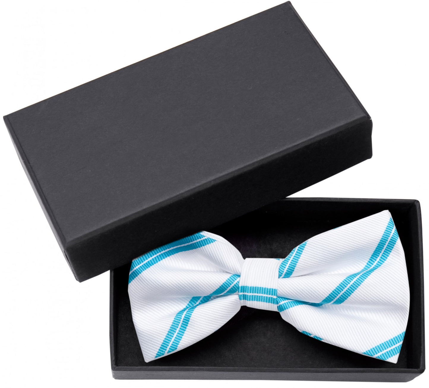 Fliege weiß türkis gestreift Schleife Fabio Farini edler Streifen Querbinder