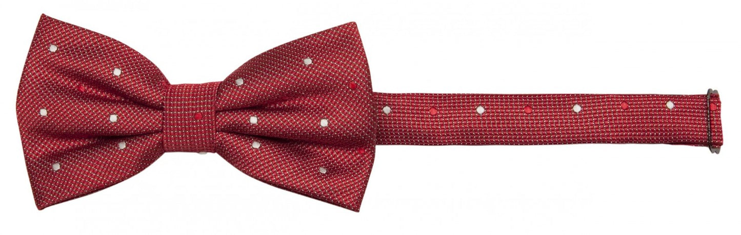 Fliege rot weiß gepunktet Webstruktur Polka Dot Schleife Fabio Farini Querbinder