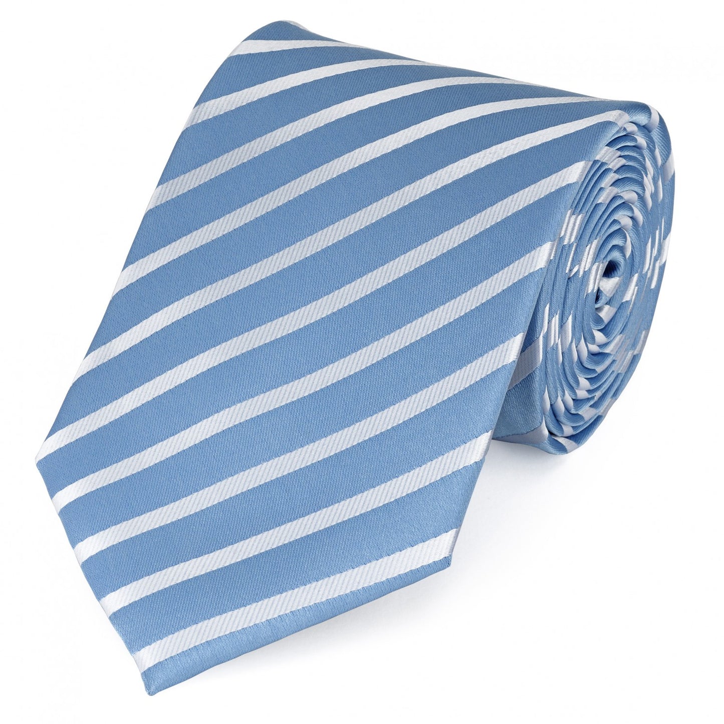 Schlips Krawatte Krawatten Binder 8cm hellblau weiß gestreift Fabio Farini