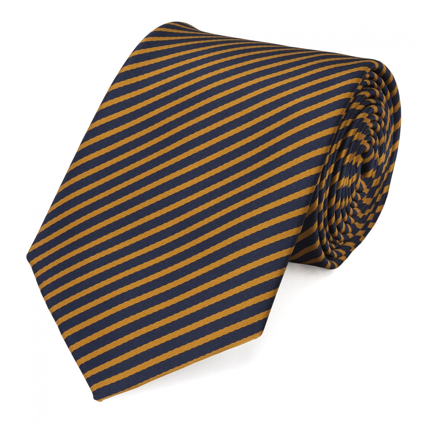 Schlips Krawatte Krawatten Binder 8cm dunkelblau gelb gold Streifen Fabio Farini