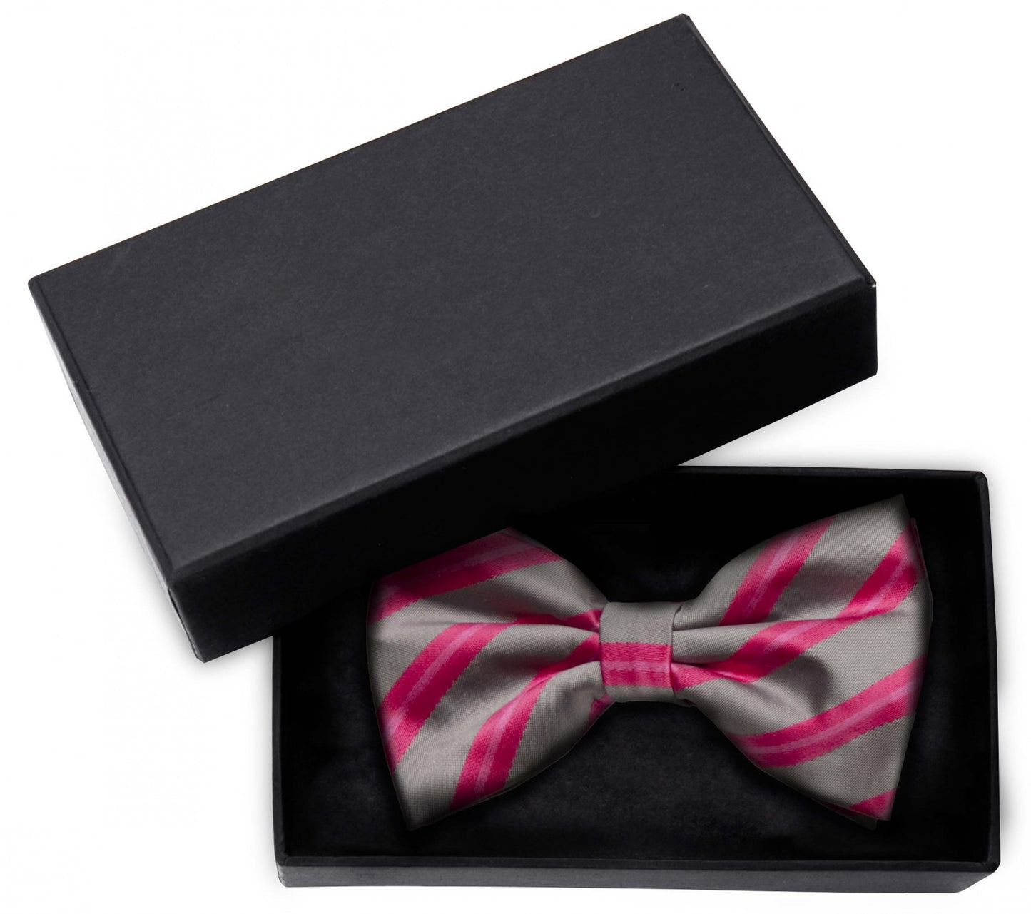 Fliege silbergrau, gestreift rosa pink Schleife Fabio Farini Glanz Querbinder