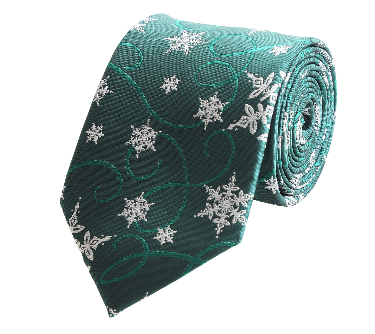 Schlips Krawatte Krawatten Binder 8cm Winter Schneeflocke grün grau Fabio Farini